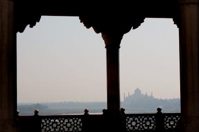 View of Taj Mahal across Yamuna River, Agra Fort