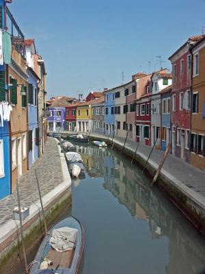 Reflection of colors in the canals in Burano - Venice