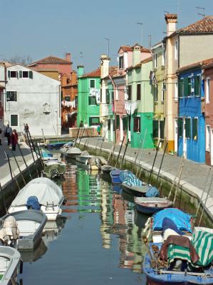 Reflection of colors in the canals in Burano III