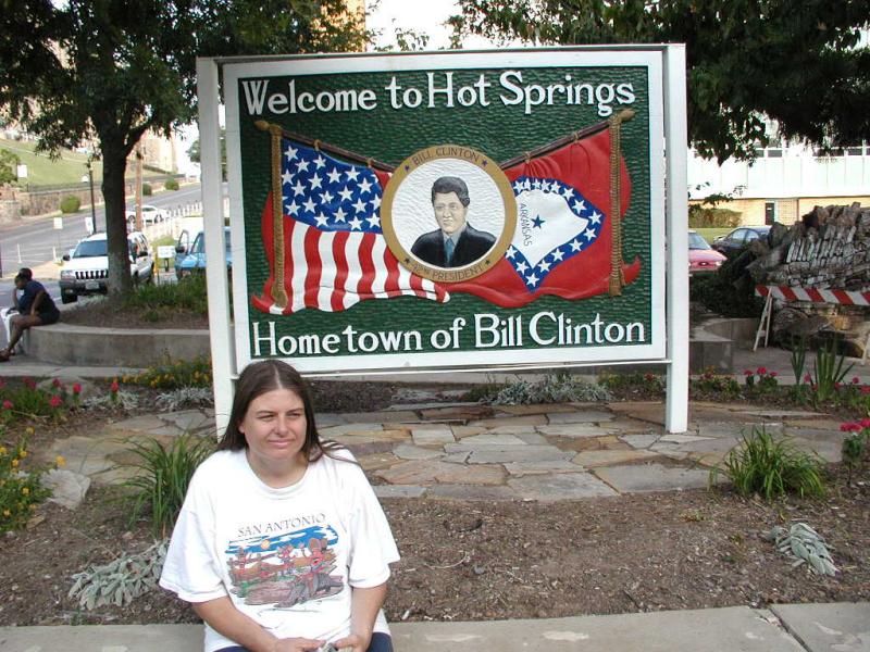 9-25-2003 Hot Springs Ar, sign for Clinton.JPG