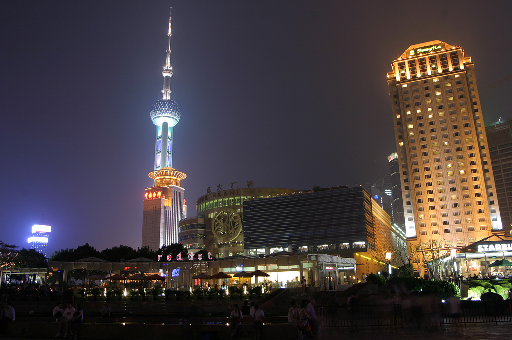 The Oriental Pearl TV Tower and Shangri-La Hotel