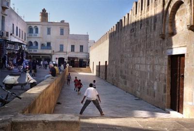 Kids playing football in the Medina, Sousee