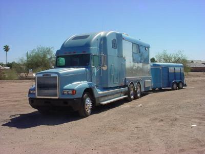 big rig with a really neat camper sleeper trailer