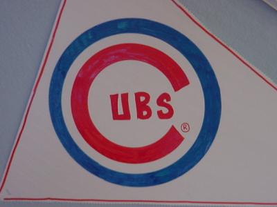 Cubs banner at Bill's barber shop