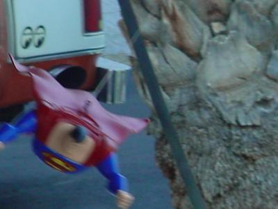Superman flying at Ricks place