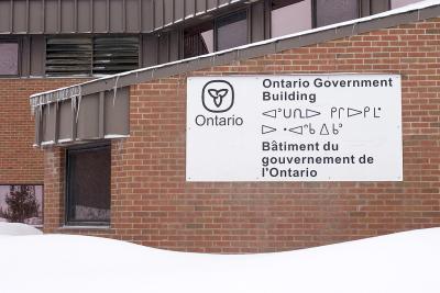 Trilingual sign on government building