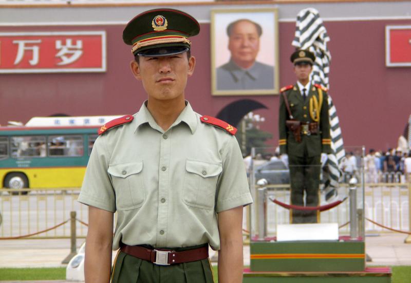 Tiananmen Square guard, Beijing, China, 2004