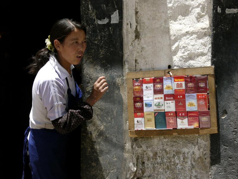 Cigarette seller, Lhasa, Tibet, 2004