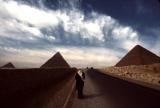 Approaching the Great Pyramids, Cairo, Egypt, 1984
