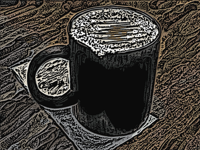 Latte Woodcut