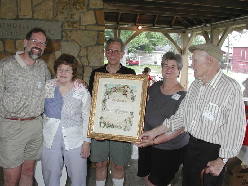 Tim, Aunt Pat, Dave, Patty, Uncle Roger & Marraige Certificate