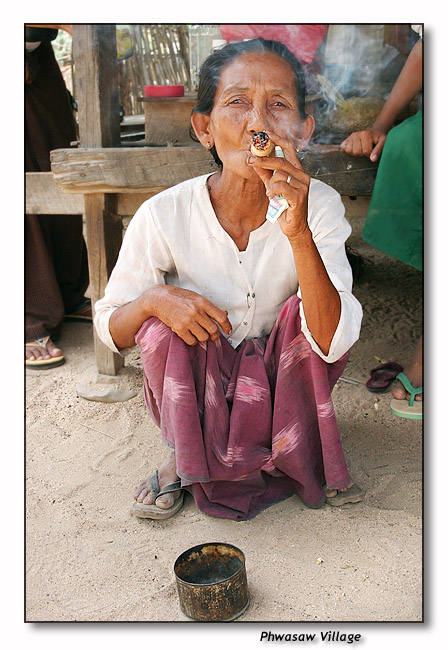 Grandma smokes a cheroot