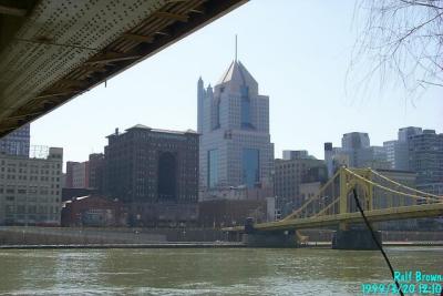 View from under Seventh Street Bridge (showing Roberto Clemente Bridge)