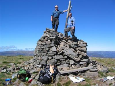 Wayne & Rob on top of Victoria - Mt Bogong Cairn