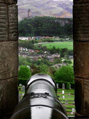 Cannon in Stirling Castle, Wallace Monument in the Background