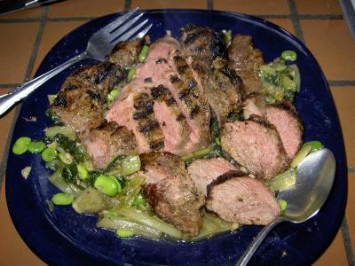 grilled lamb over fava beans neyron (info)