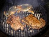 surf and turf - grilling soft shell crabs and steaks