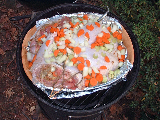deconstructed turkey 2002 in smoker 1