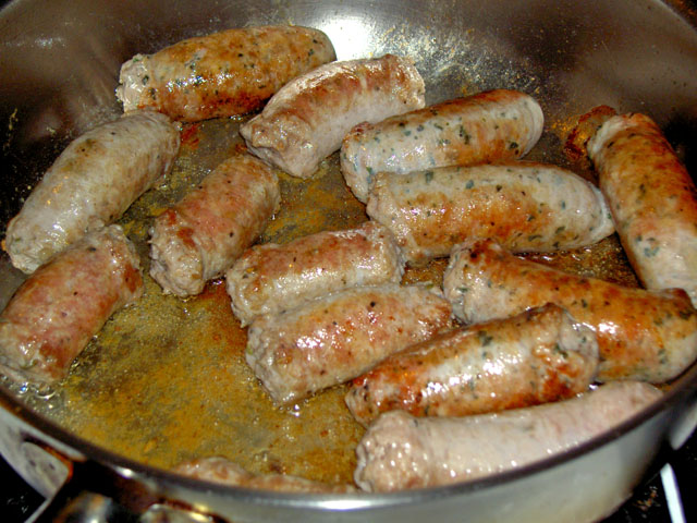 pan - grilling sausages 2