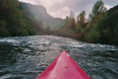 It was hard to take a picture of the rapids and kayak at the same time.