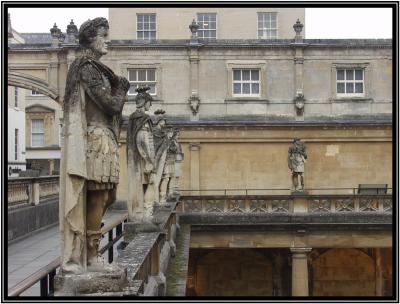 Victorian Statues around the Great Bath. Roman Baths