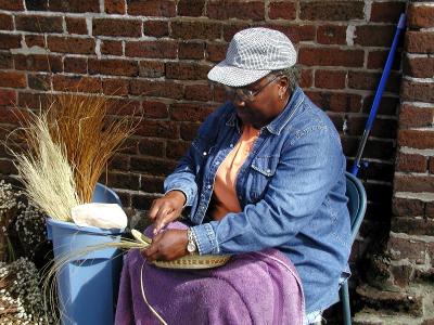 Lady Making a Basket