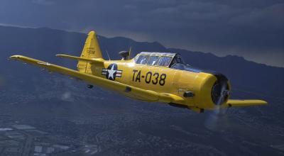 T6 Trainer near a violent Thundercloud