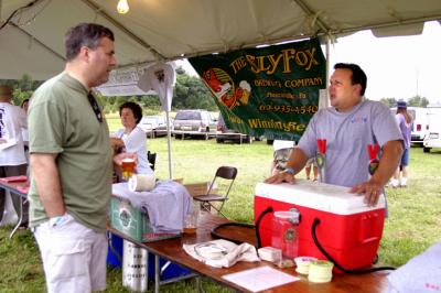 Victory Brewing Rep Christian Parker talks with homebrewer Tom Cannon