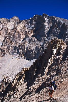 Starting down the avalanche chute