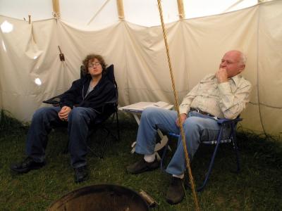 That's Ed on the right with my son Paul, lounging in the teepee.