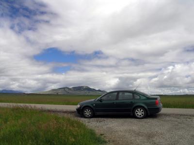 My trusty steed, a 1999 VW Passat. Jennifer and Paul have been sleeping in the car while I photgraph the church.