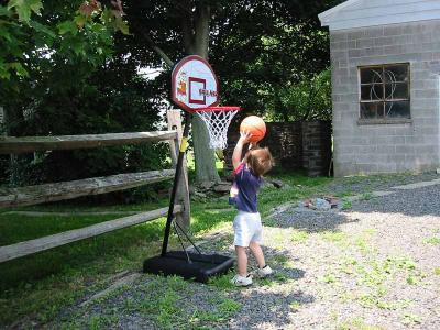 Playing basketball