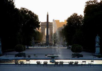 Obelisk and Arc de Triomphe from Jardin des Tuileries