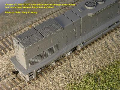Athearn HO: Down-on view of all-new Athearn HO SD45T-2