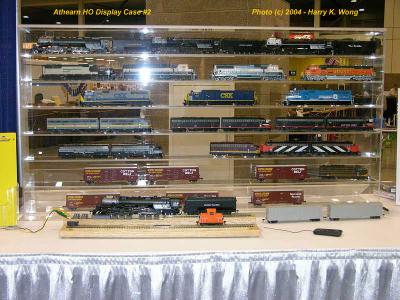Another of Athearn's HO display cases - note SD70MACs and Challengers in UP, DRGW and Clinchfield