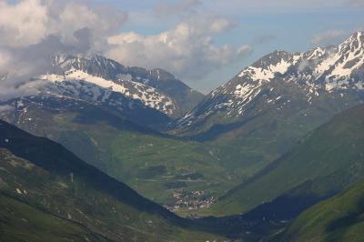 Andermatt and Oberalppass from Furka Pass