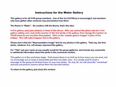 Water Gallery instructions