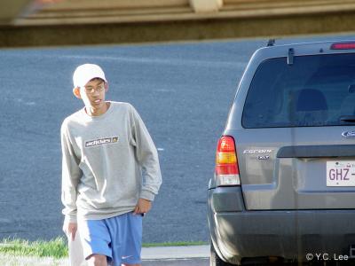 Michael's first in-car driving lesson, 24 Sep 2003.