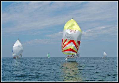 Downwind in light air.