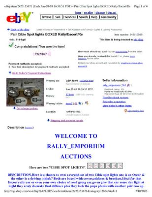 Cibie Spot Lights Boxed Rally Escort Rs - Page 1