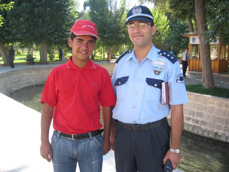 Here hes with his mentor in the training program.