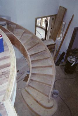 Double helix wood staircase (residential)