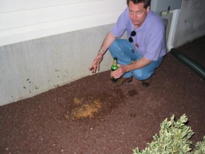 Ted's first fertilizing job of the night