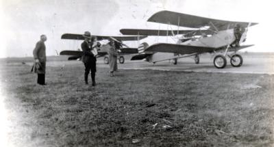 Dad Lambert With Child Susan at an Air Show, circa 1932