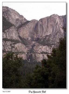 View of the dry Yosemite Fall