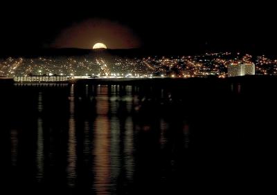 Moon rising over Monterey Bay