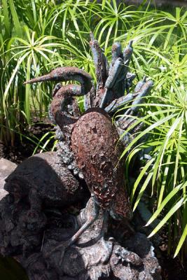 Crane and Turtle Sculpture at Fountain