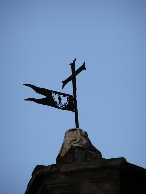 Iron cross atop church