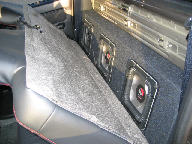 This is my 1 cu ft sub box  holding 3 Kicker S8L7 woofers. It hits HARD and VERY DEEP!!! Powered by 1100 watts RMS.