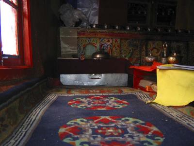 a monk's study, Dhanker Gompa